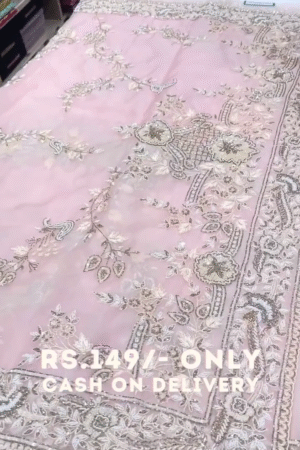 Light Pink Heavy Embroidered Saree