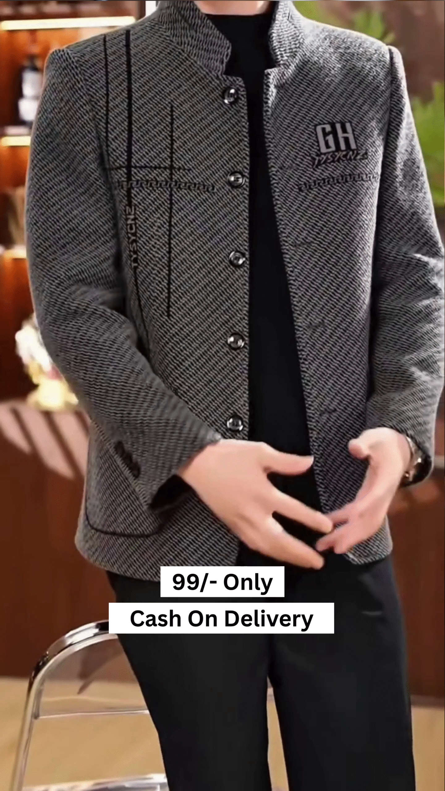 Men's Puffer Jacket Thickened Winter Coat Warm Stand Collar Color Block Zip Up Jacket Ski Bubble Coat - Image 3