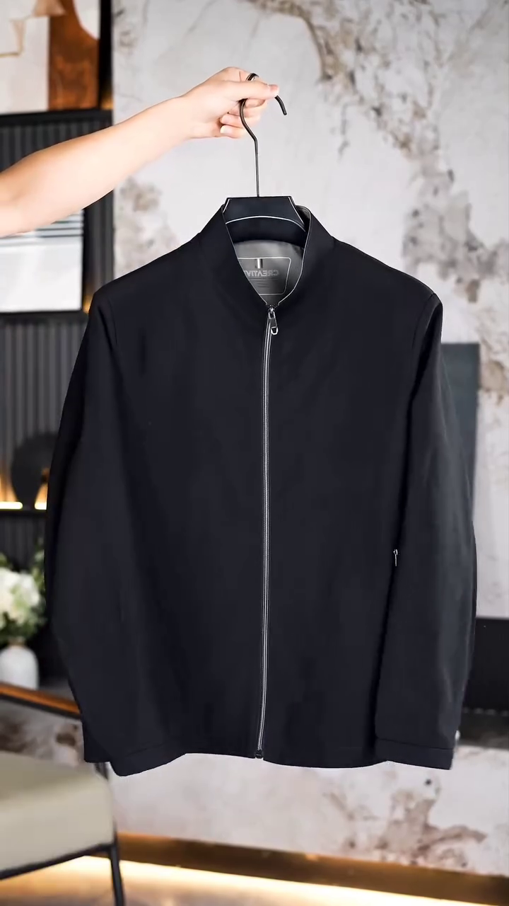 Men’s Classic Black Lightweight Bomber Jacket