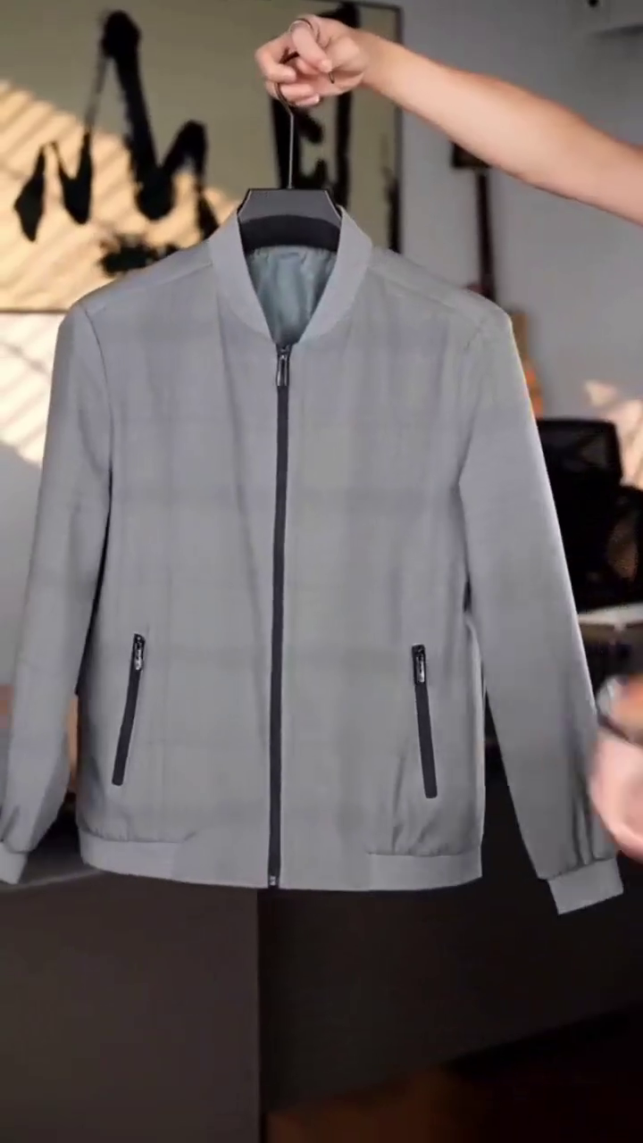 Men’s Premium Grey Checkered Bomber Jacket