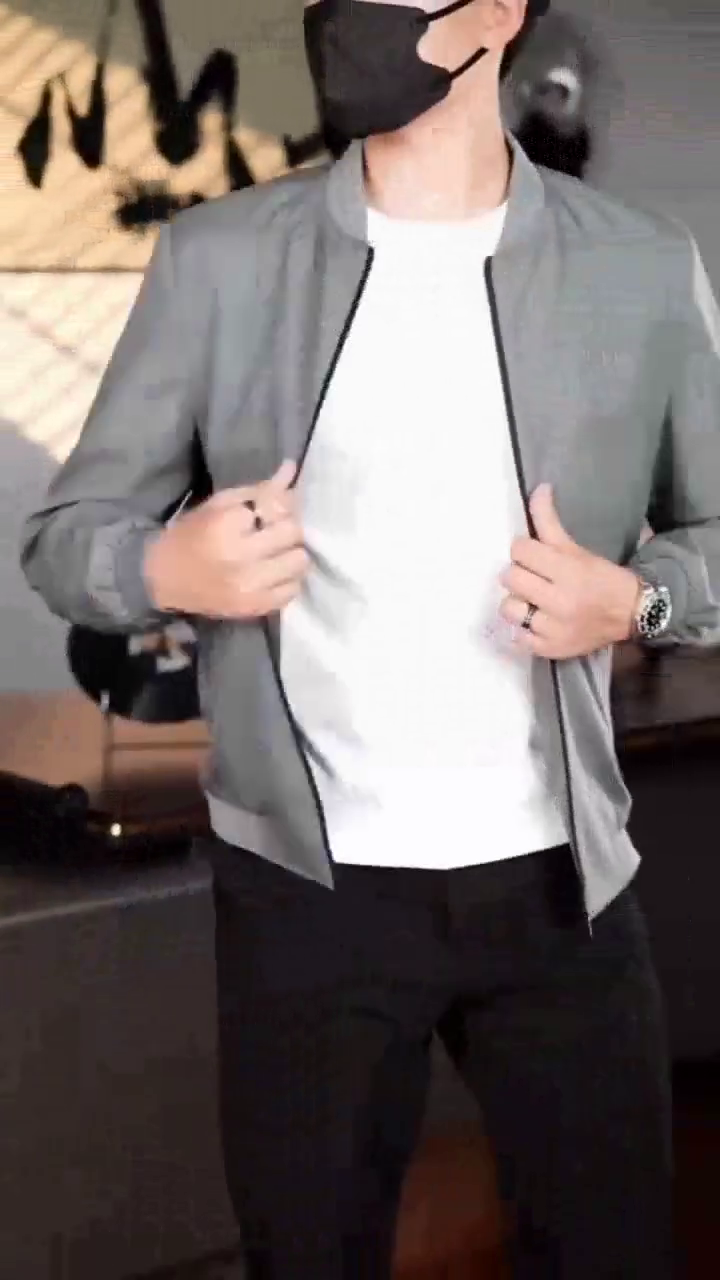 Men’s Premium Grey Checkered Bomber Jacket - Image 3