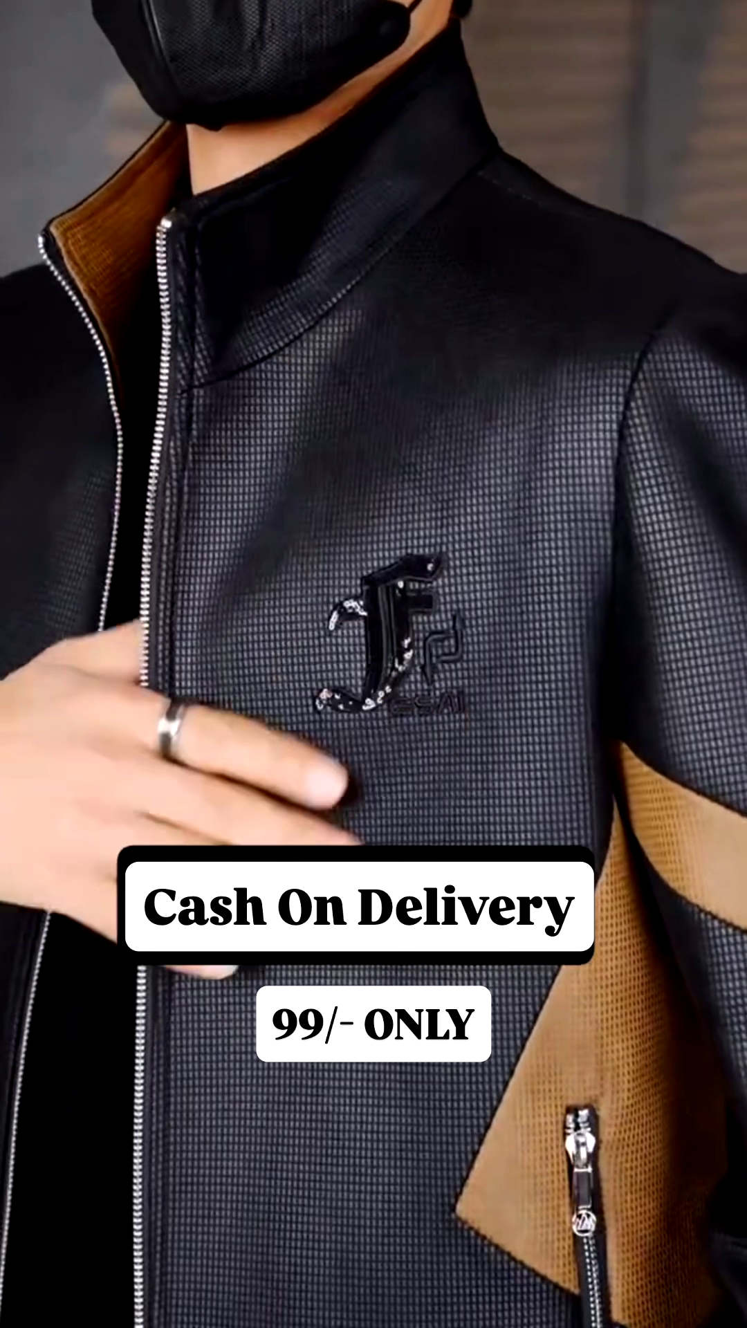 Premium Black & Tan Designer Winter Jacket for Men - Image 2