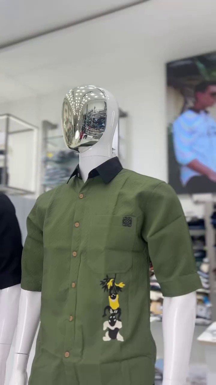 Men Olive Green Casual Shirt - Image 3