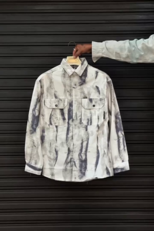 Men Abstract Printed Spread Collar Cotton Casual Shirt