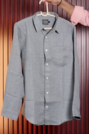Men Full Sleeve Solid Airport Look Spread Collar Shirt