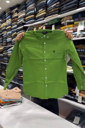 Brand Logo Embroidered Slim-Fit Linen Shirt