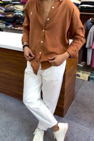 Tailored Fit Button-Down Collar Corduroy Pure Cotton Casual Shirt