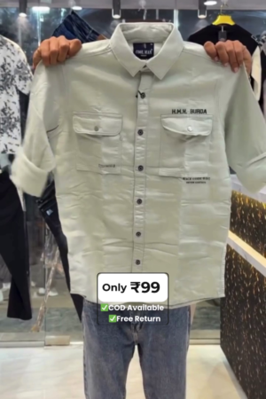 Classic Printed Cotton Twill Cargo Casual Shirt